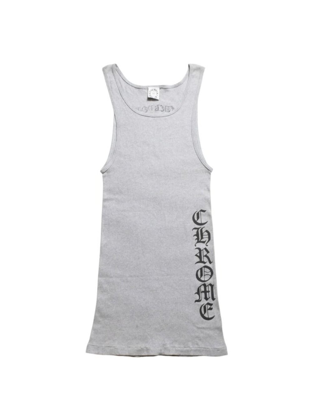 Chrome Hearts Side Logo Ribbed Tank Top Gray Vintage English Long Length XL
